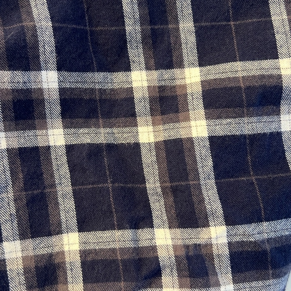 Annabelle navy white gray flannel plaid pocket shirt dress size Large - Picture 8 of 10